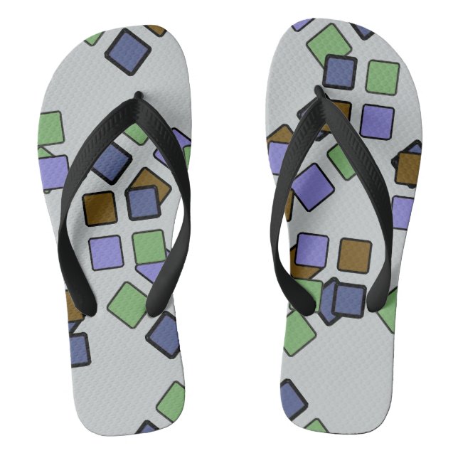Diagonal Squares Blue on any Color Flip Flops (Footbed)