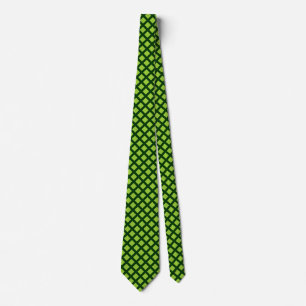 Diagonal Squares - Martian Green on Dark Green Nec Neck Tie