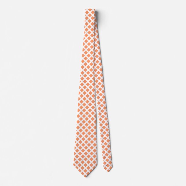 Diagonal Squares - Peach on White Tie (Front)