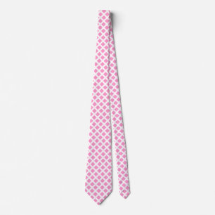 Diagonal Squares - Pink on White Neck Tie