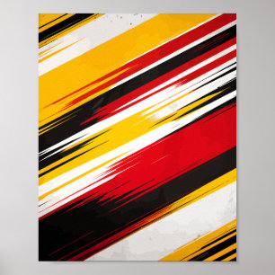Diagonal Streaks in Yellow, Red, Black, and White Poster
