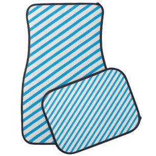 Diagonal Stripe Blue Pattern Car Mat
