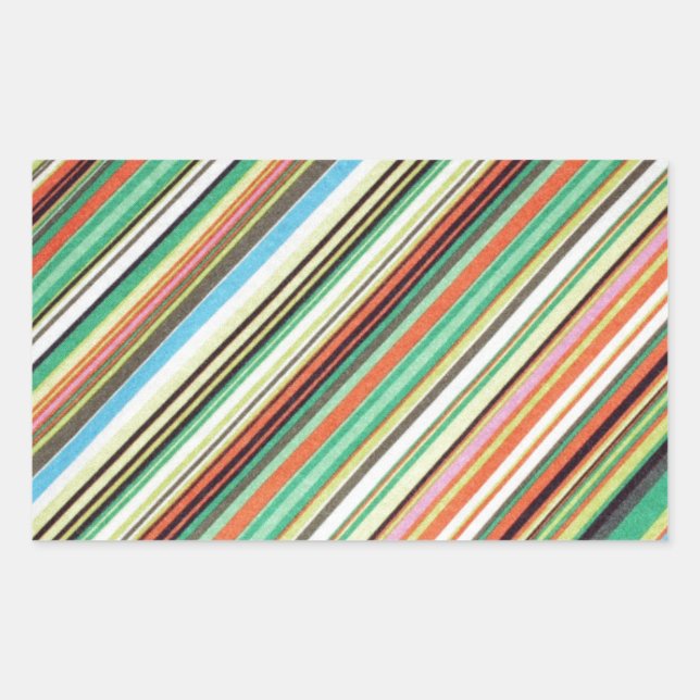 Diagonal Stripe Colorful Cloth Pattern Rectangular Sticker (Front)
