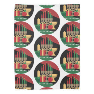 diagonal stripe Happy Kwanzaa Duvet Cover