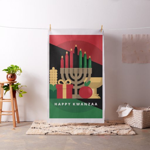 diagonal stripe Happy Kwanzaa fabric