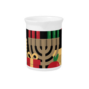 diagonal stripe Happy Kwanzaa Pitcher