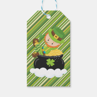 Diagonal Stripe Leprechaun Gift Tag