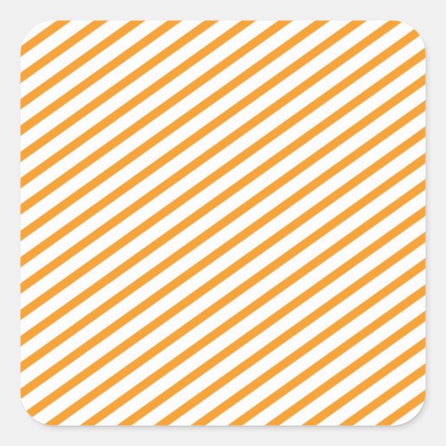 Diagonal Stripe Orange Pattern Square Sticker (Front)