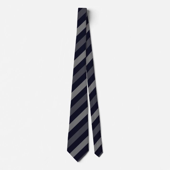 Diagonal Stripe Pattern in Black, Charcoal, and Gr Neck Tie (Front)