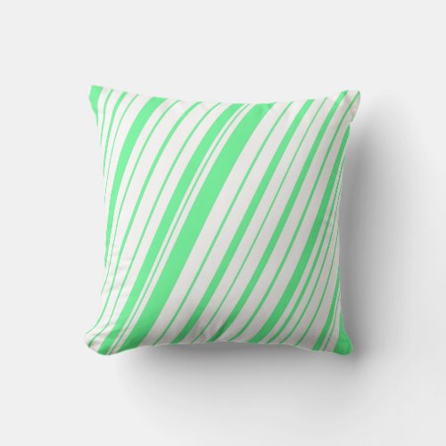 Diagonal Stripe  Seafoam Green Throw Pillow