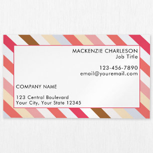 Diagonal Stripe Warm Toned Modern Business Card Magnet