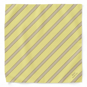 Diagonal striped beige on yelllow pocket square bandana