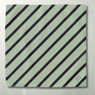 Diagonal striped black green classic pocket square bandana