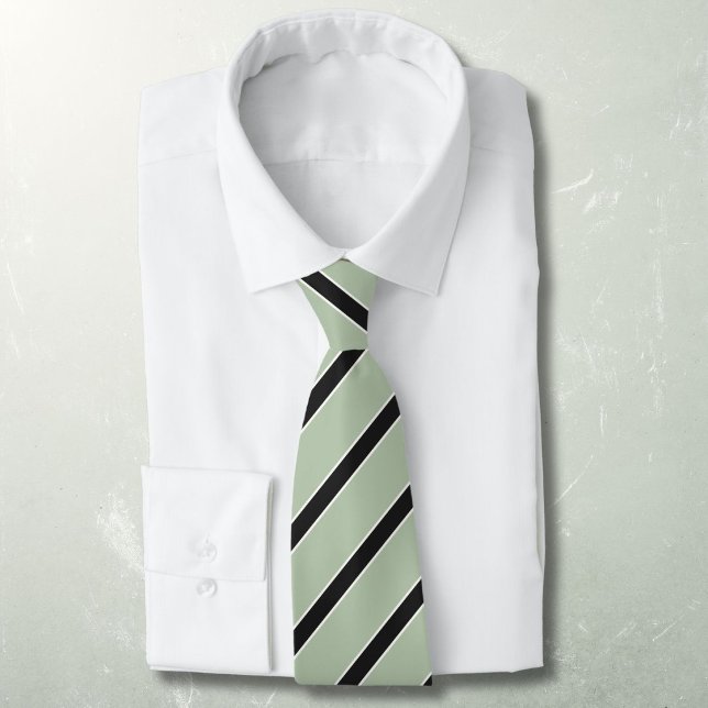 Diagonal striped black on green classic neck tie (Creator Uploaded)