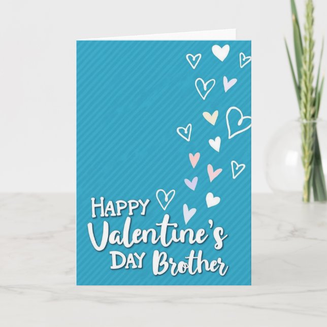 Diagonal Striped Valentines Brother Card (Front)