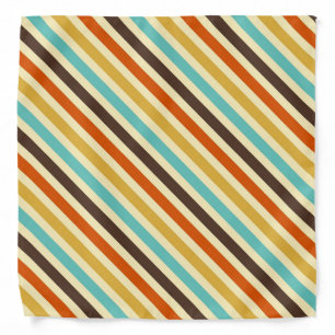Diagonal Stripes 4 Retro Colors Blue Yellow Red Bandana