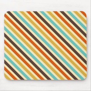 Diagonal Stripes 4 Retro Colors Blue Yellow Red Mouse Pad