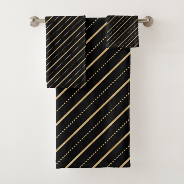 Diagonal Stripes and Dots  Bath Towel Set (Insitu)
