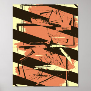 Diagonal Stripes and Fragmented Shapes Poster