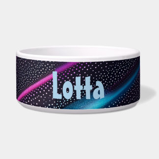 diagonal stripes and points pattern black, blue bowl