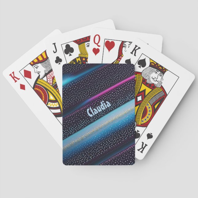 diagonal stripes and points pattern black, blue poker cards (Back)