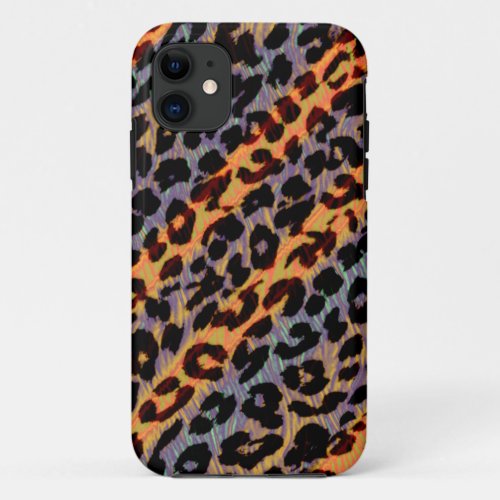 Diagonal stripes animal print fur skin of leopard iPhone 11 case