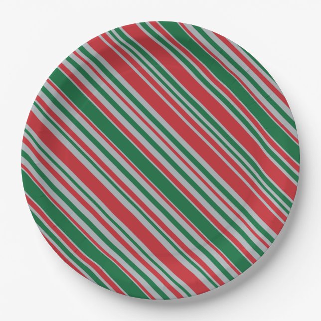 Diagonal stripes background paper plates (Front)
