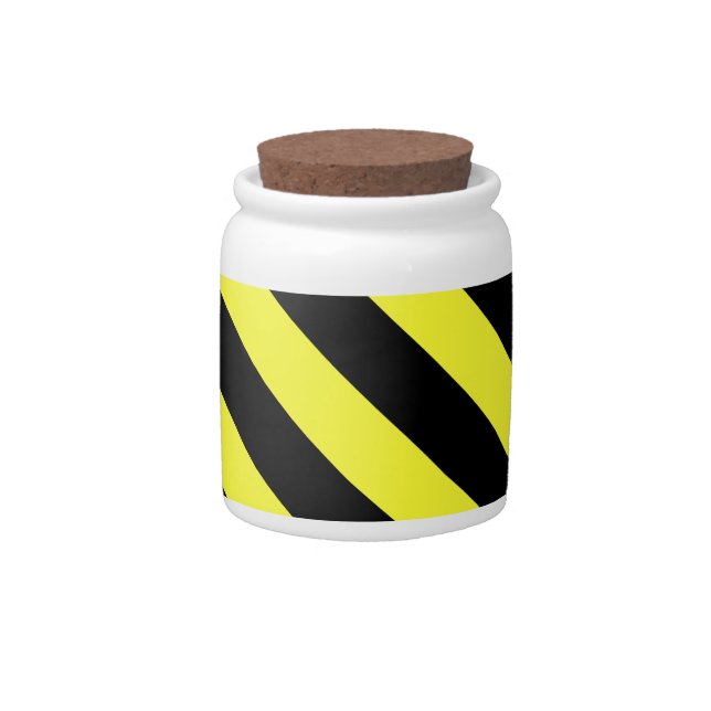 diagonal stripes black and yellow candy jar (Front)