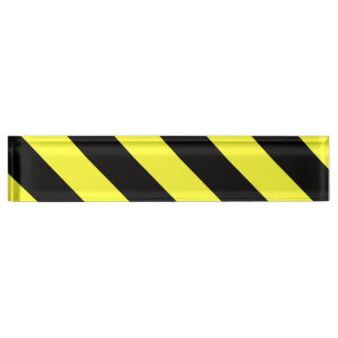 diagonal stripes black and yellow name plate