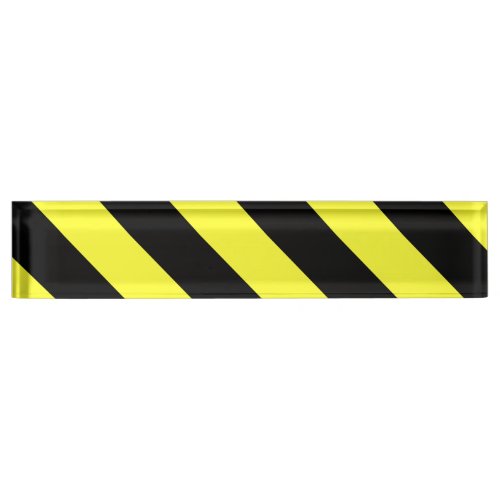 diagonal stripes black and yellow name plate