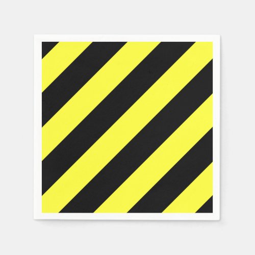 diagonal stripes black and yellow paper napkins