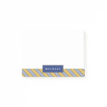 Diagonal Stripes | Blue & Yellow | Custom Name