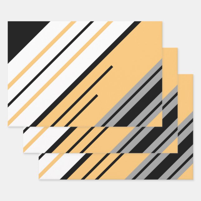 Diagonal stripes design wrapping paper sheets (Set)