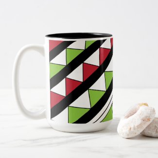 Diagonal Stripes Green Yellow Triangles Modern