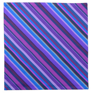 Diagonal stripes in blue and purple cloth napkin