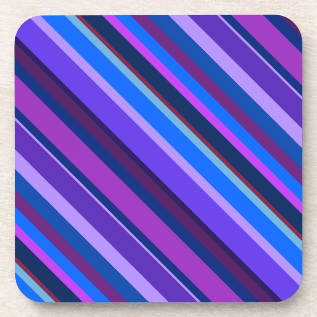 Diagonal stripes in blue and purple coaster (Front)