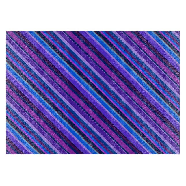 Diagonal stripes in blue and purple cutting board (Front)