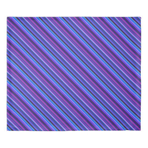 Diagonal stripes in blue and purple duvet cover