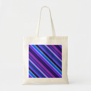 Diagonal stripes in blue and purple tote bag