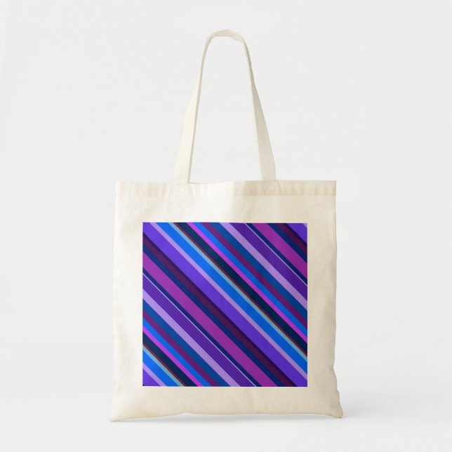 Diagonal stripes in blue and purple tote bag (Front)