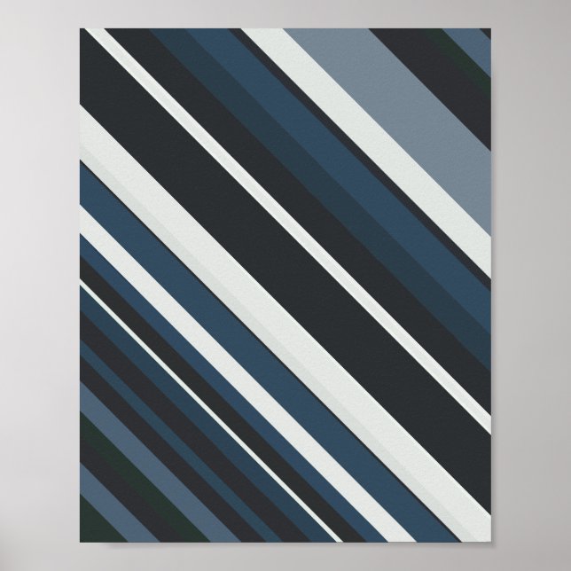 Diagonal Stripes in Muted Tones Poster (Front)
