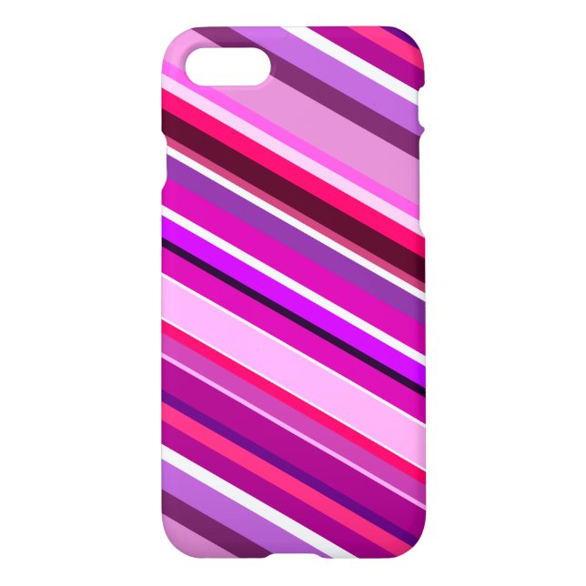 Diagonal Stripes in Pinks, Purples, and White iPhone Case (Back)