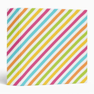 Diagonal stripes in vibrant colors 3 ring binder