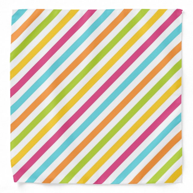 Diagonal stripes in vibrant colors bandana (Front)