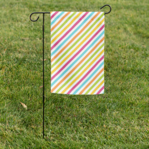 Diagonal stripes in vibrant colors garden flag