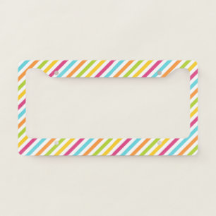 Diagonal stripes in vibrant colors license plate frame