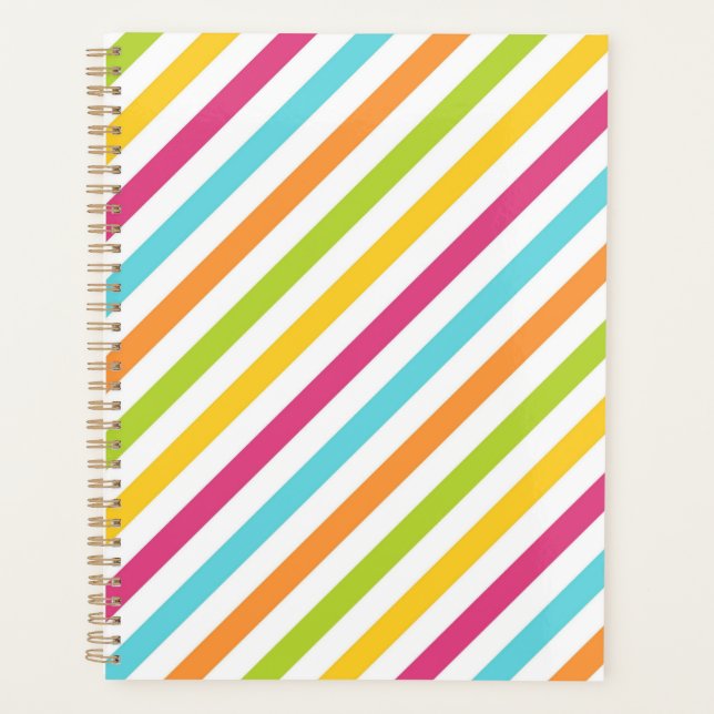 Diagonal stripes in vibrant colors planner (Front)