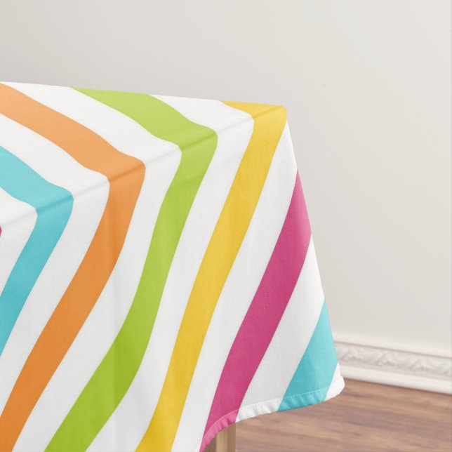 Diagonal stripes in vibrant colors tablecloth (In Situ)