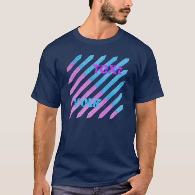 Diagonal Stripes lavender blue, Your Text tshirts (Front)