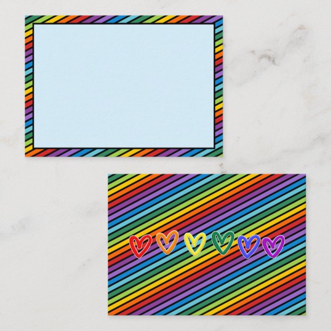 Diagonal Stripes, LGBTQ+ Rainbow Pride Note Card (Front/Back)